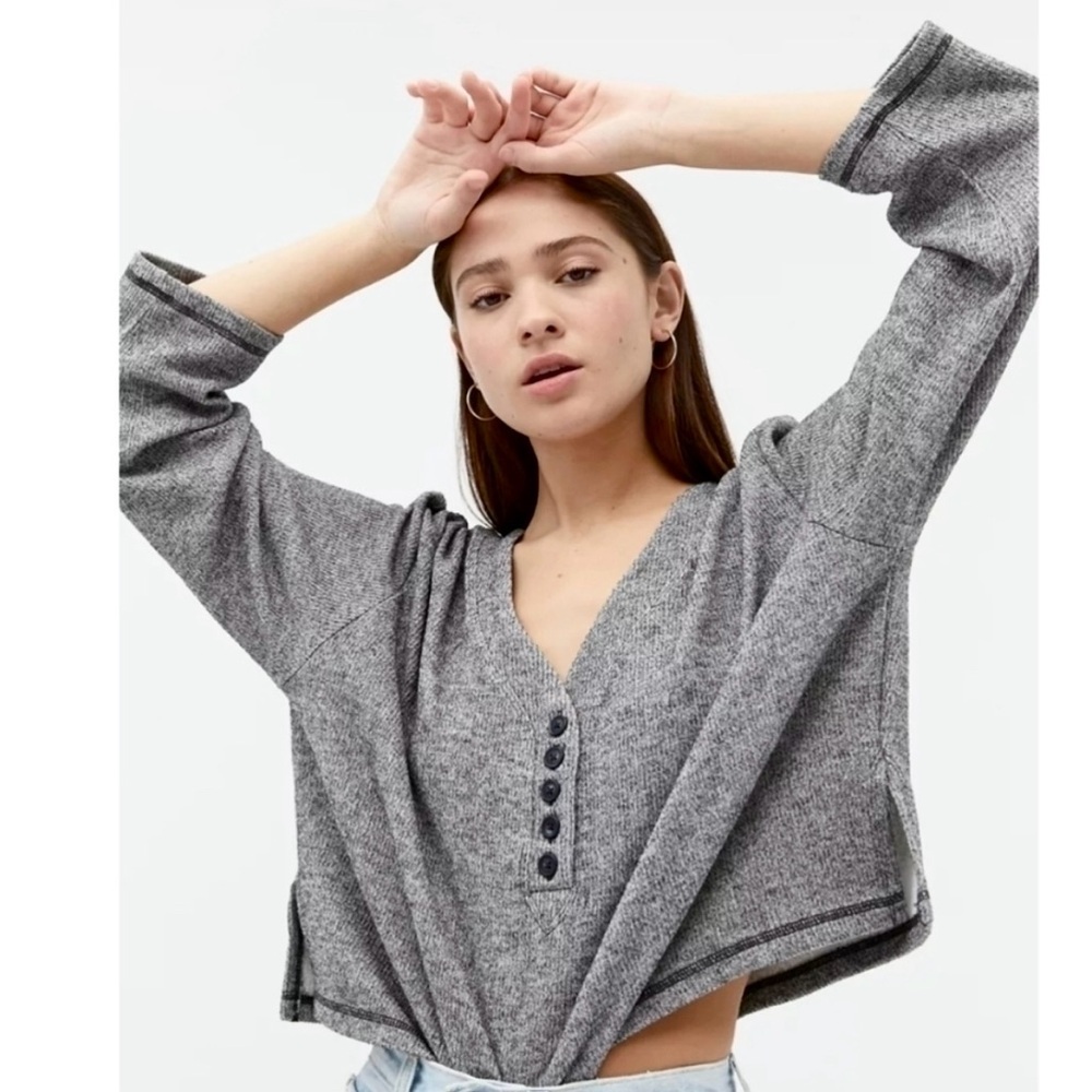 Urban Outfitters Crop Button Front Pullover